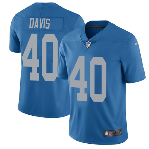2019 Men Detroit Lions #40 Davis Blue Nike Vapor Untouchable Limited NFL Jersey->detroit lions->NFL Jersey